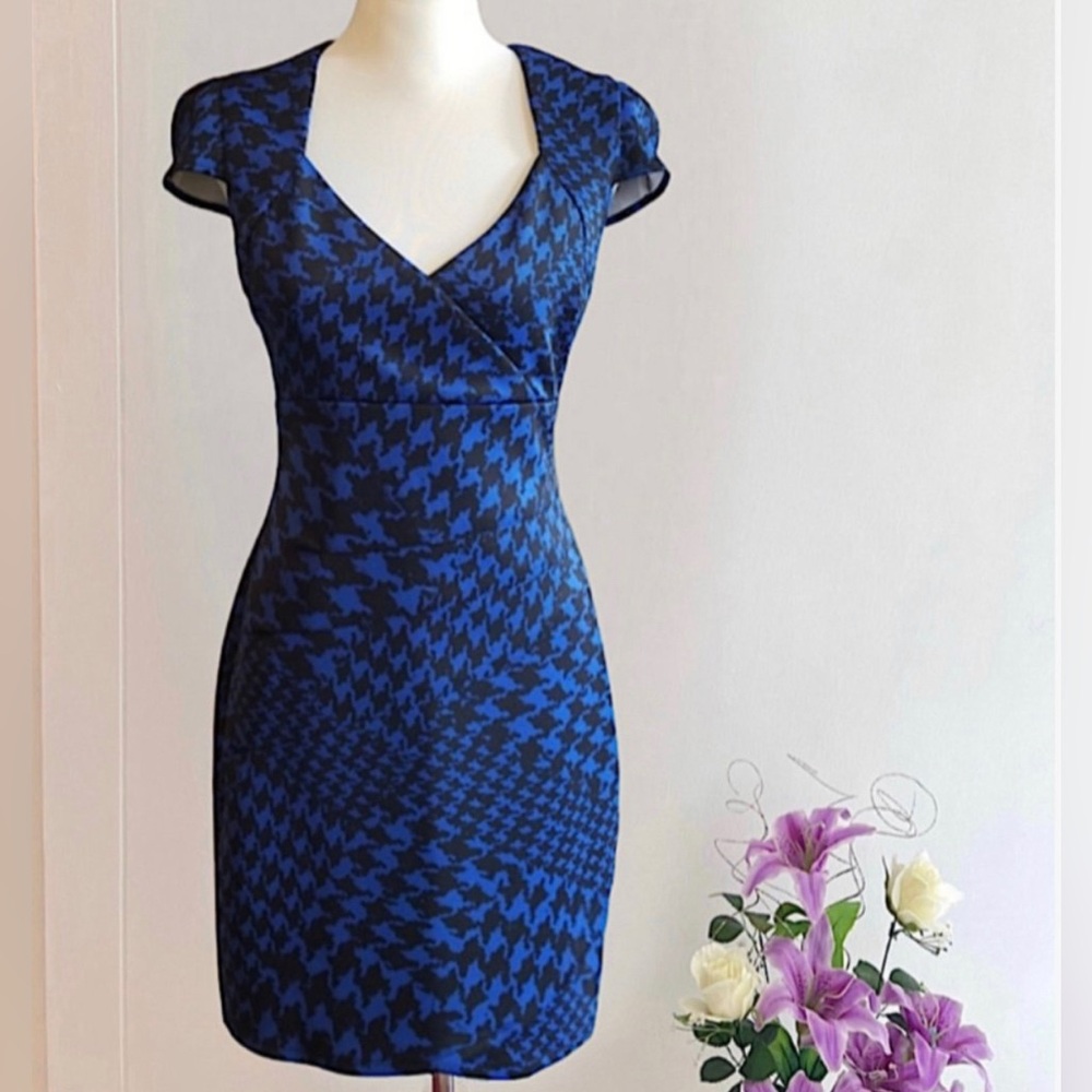 Geometric Blue & Black Dress